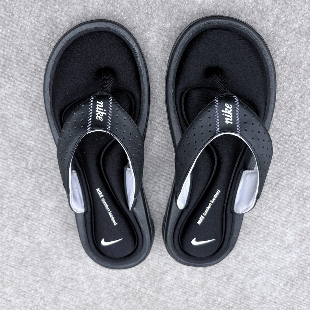 Nike Comfort Footbed Thong Sandals Black Women Size 5 Lightweight